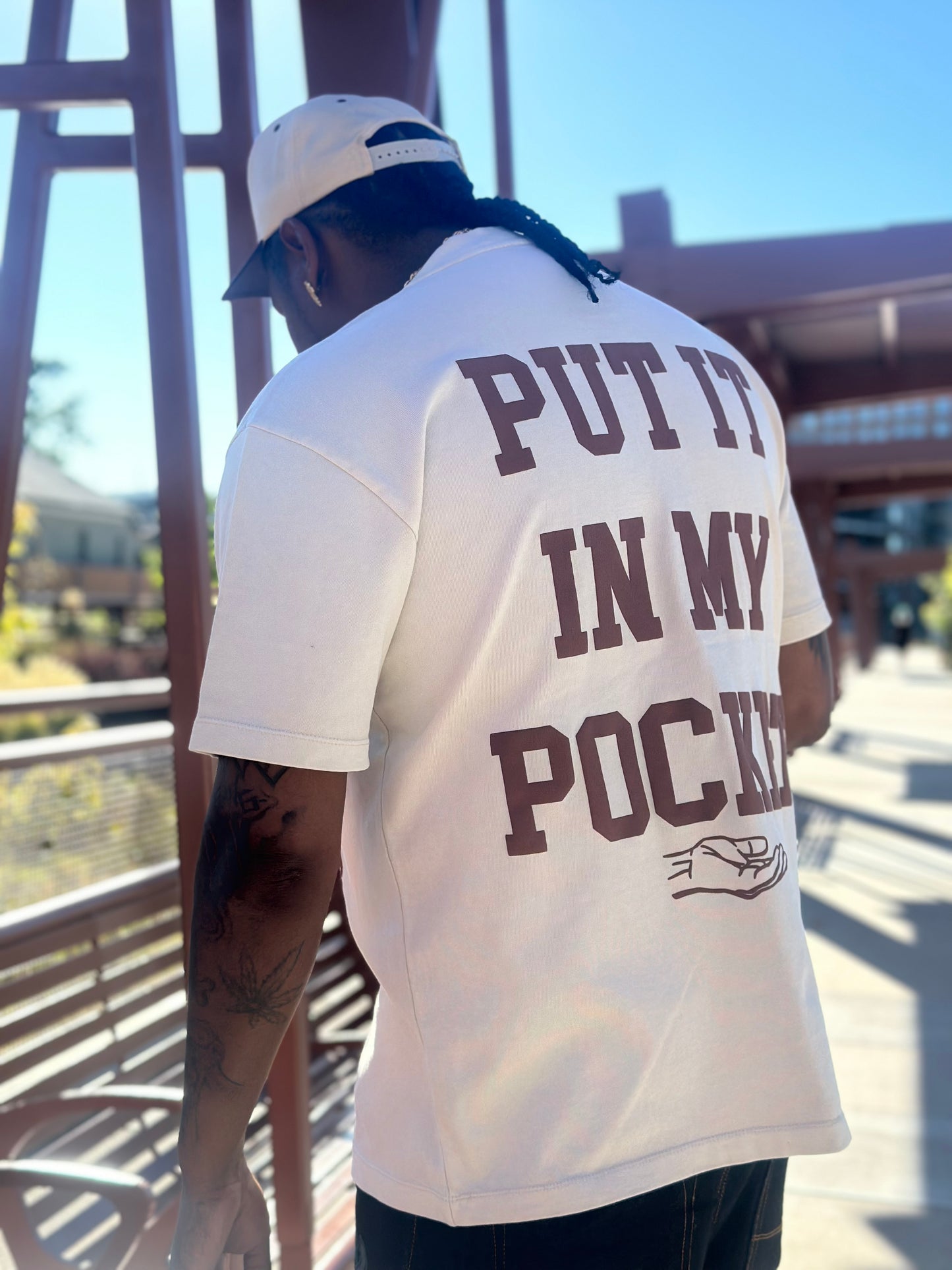 Cream/Brown Pay “Put It In My Pocket” Tee